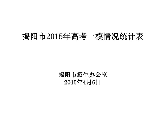 揭阳市2015年高考一模情况统计表