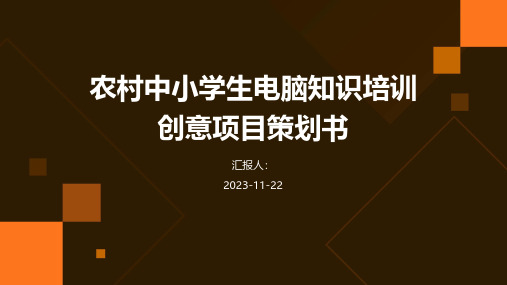 农村中小学生电脑知识培训创意项目策划书