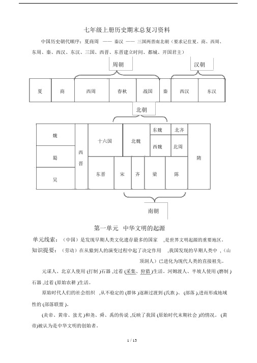 初中七年级的上册的历史期末总总结复习学习资料.docx