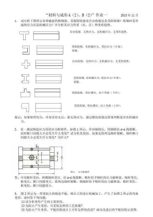 材料成型技术基础作业1(上海大学)解答详细完整版