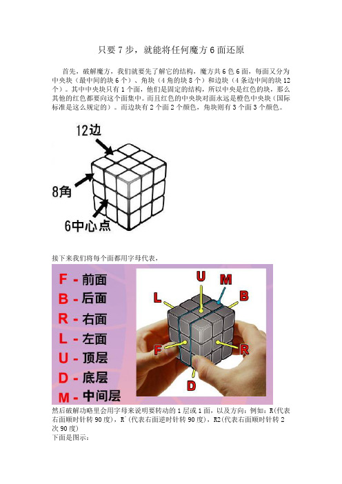 只要7步,就能将任何魔方6面还原