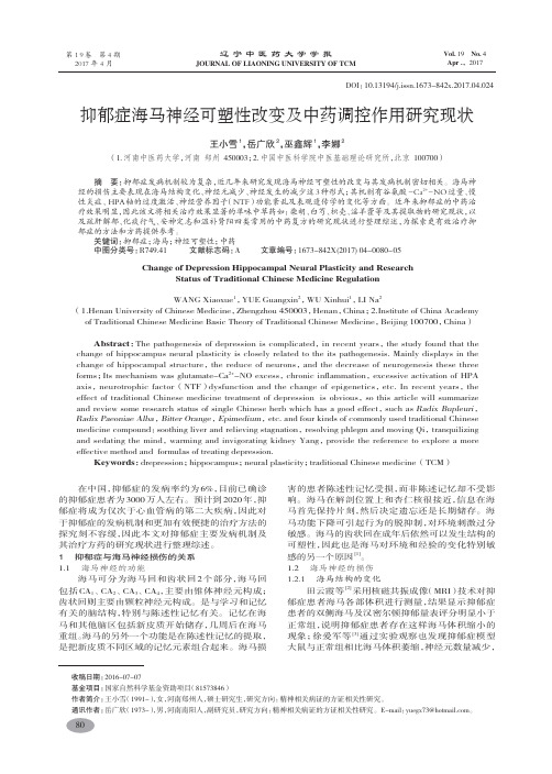 抑郁症海马神经可塑性改变及中药调控作用研究现状-王小雪