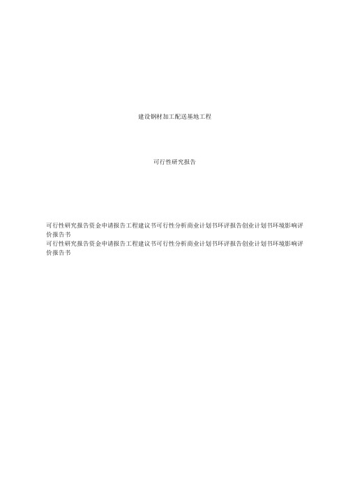 年加工30万吨钢材配送基地建设项目可行性研究报告