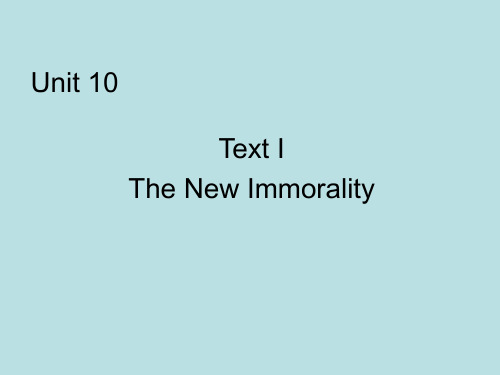 Unit 10 The New Immorality