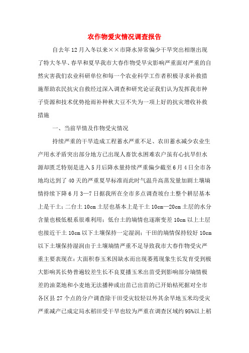 2019年农作物爱灾情况调查报告