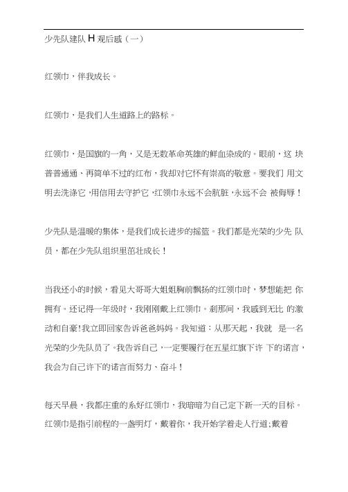 “从小学先锋,长大做先锋”少先队建队日观后感五篇