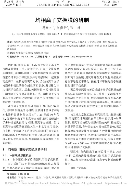 均相离子交换膜的研制