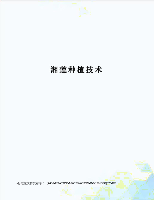 湘莲种植技术