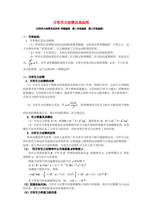万有引力定律及其应用