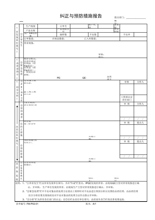 纠正与预防措施报告