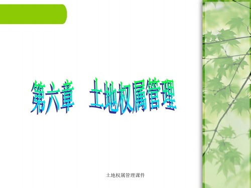 土地权属管理课件