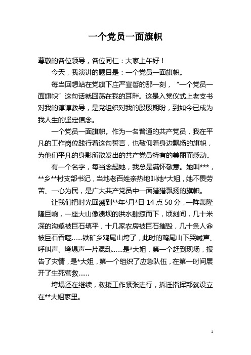 一个党员一面旗帜(演讲稿)