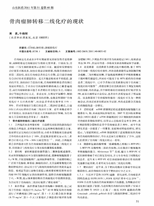 骨肉瘤肺转移二线化疗的现状