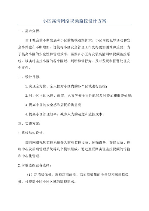 小区高清网络视频监控设计方案