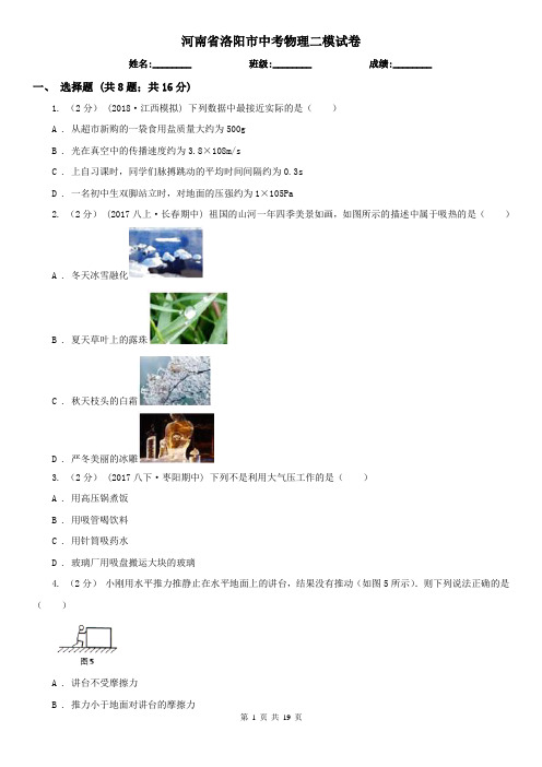 河南省洛阳市中考物理二模试卷