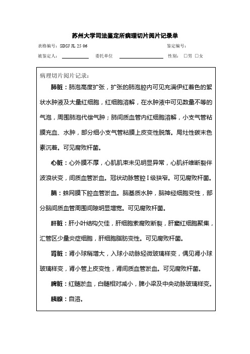 25-06 病理切片阅片记录单