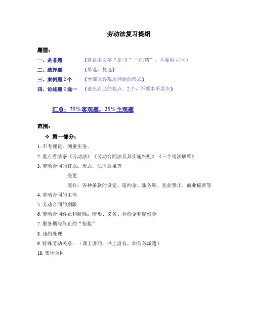 劳动法复习提纲