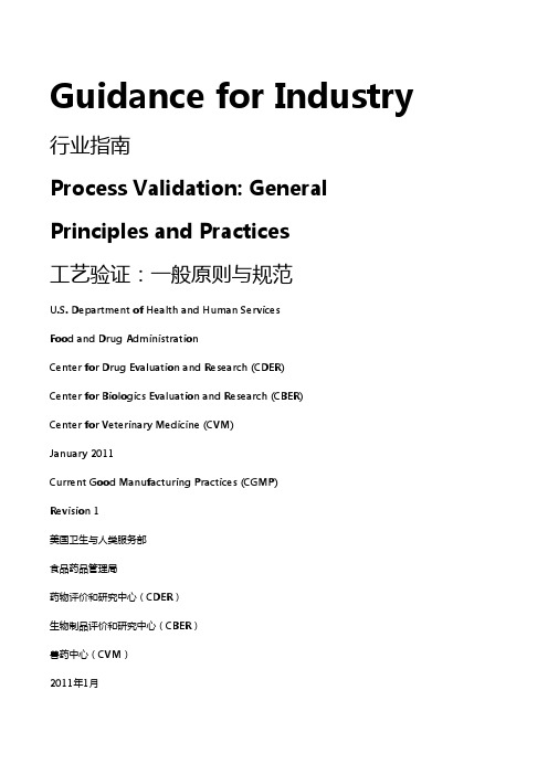 2020年(工艺技术)FDA最新工艺验证指南(版)(中文版)
