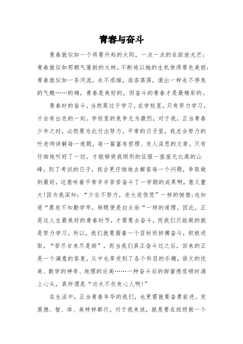 《青春与奋斗》初三优秀作文3篇