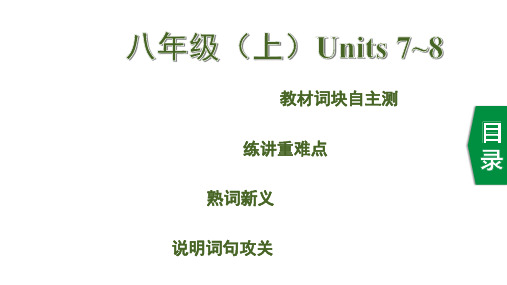 2020版中考英语(冀教版)新培优大二轮语法专题复习河北专用：8. 八年级(上)Units 7~8