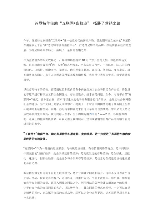 苏尼特羊借助“互联网+畜牧业” 拓展了营销之路