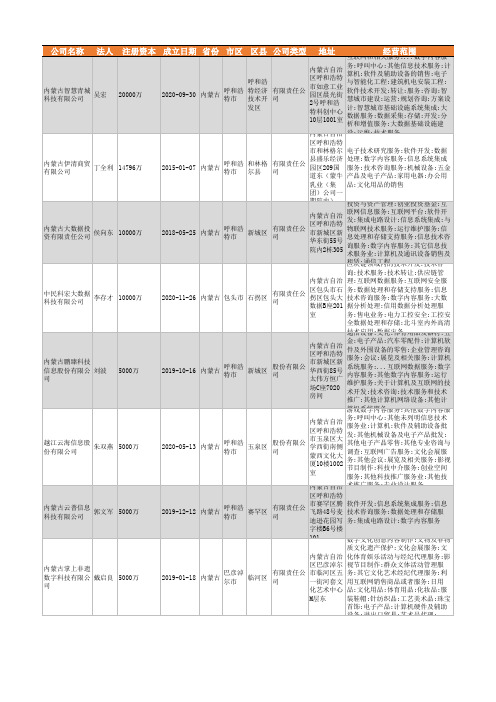 2021年内蒙古数字内容服务行业企业名录261家
