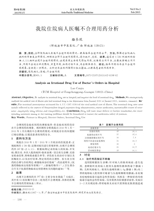 我院住院病人医嘱不合理用药分析