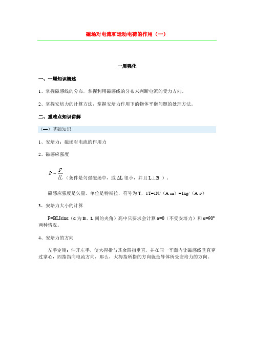 磁场对电流和运动电荷的作用