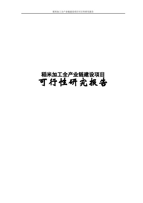稻米加工全产业链建设项目可行性研究报告