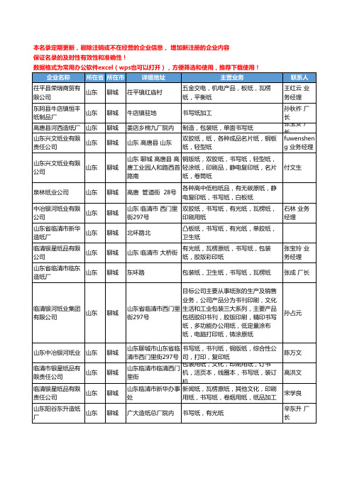 2020新版山东省聊城书写纸工商企业公司名录名单黄页大全15家