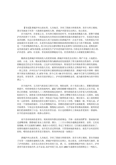 我爱你——酒城泸州