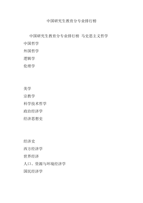 中国研究生教育分专业排行榜