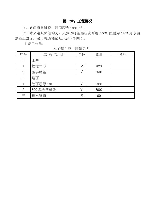 18CM厚混凝土道路技术标