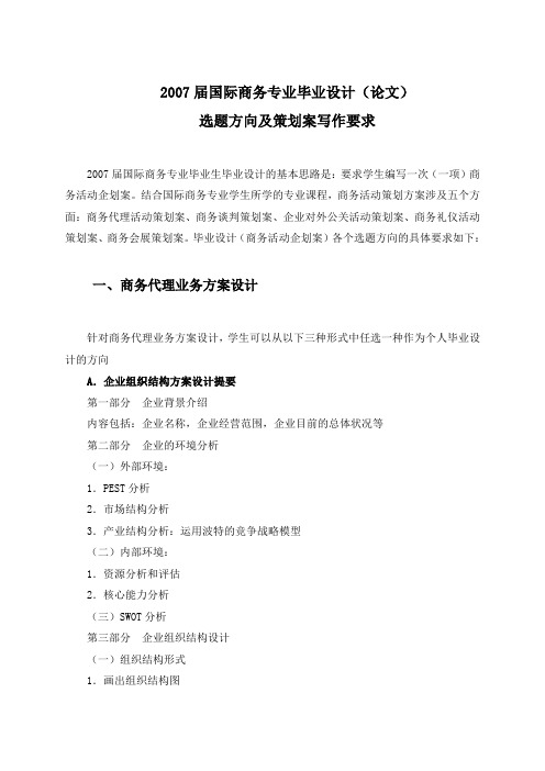 2007届国际商务专业毕业设计(论文)