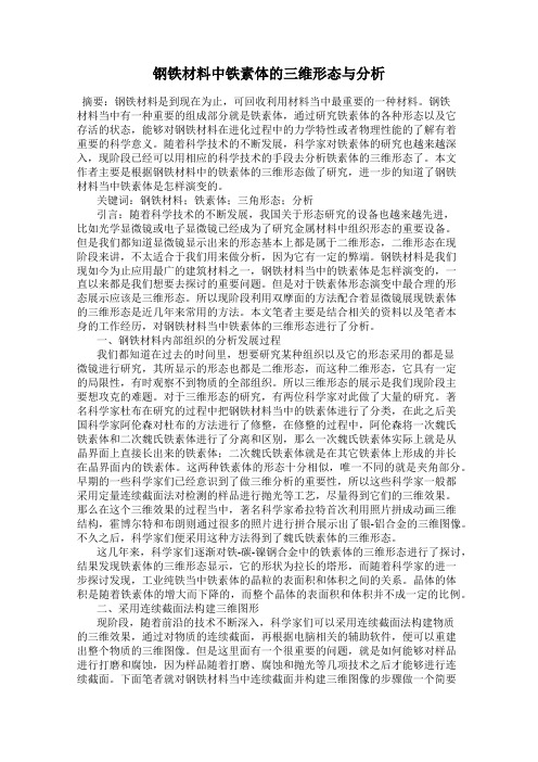 钢铁材料中铁素体的三维形态与分析