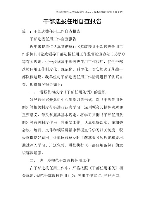 干部选拔任用自查报告(2)