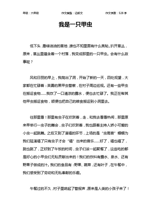 我是一只甲虫作文【小学六年级500字】