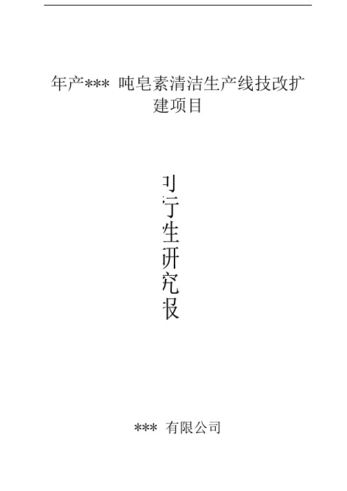 皂素清洁生产线技改扩建项目可行性报告