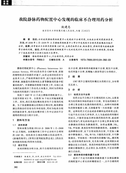 我院静脉药物配置中心发现的临床不合理用药分析