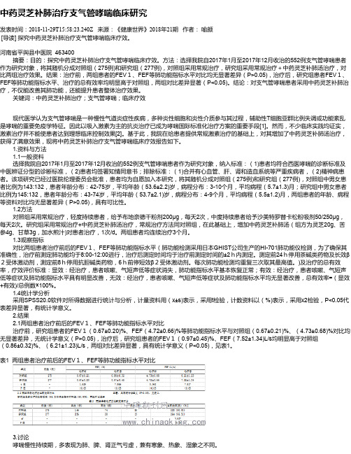中药灵芝补肺治疗支气管哮喘临床研究