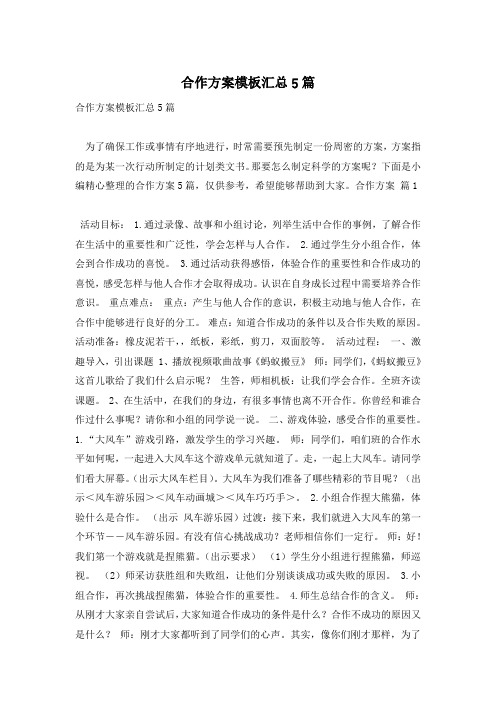 合作方案模板汇总5篇