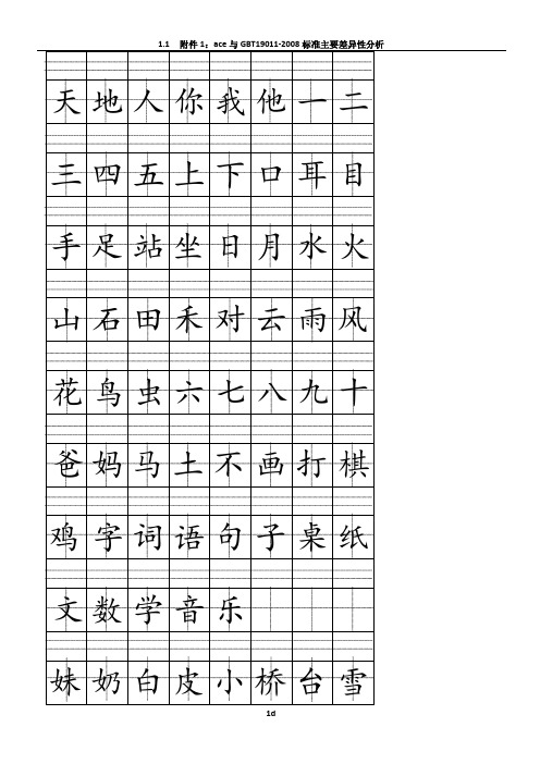 一年级上册注音版田字格生字表打印