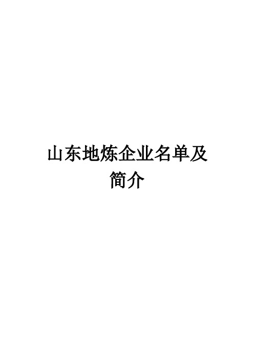 山东地炼名单和简介