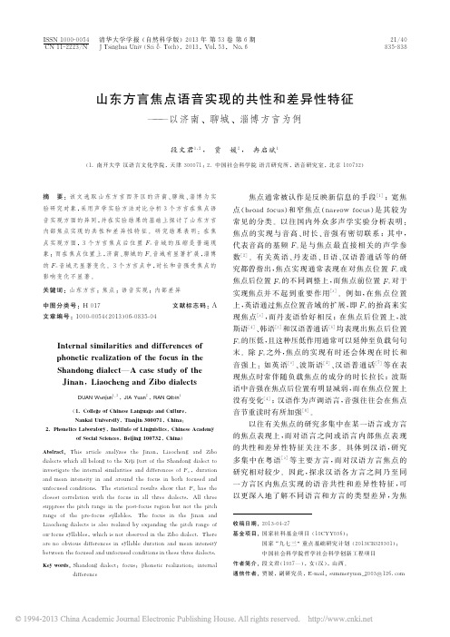 山东方言焦点语音实现的共性和差异_省略_特征_以济南_聊城_淄博方言为例_段文君