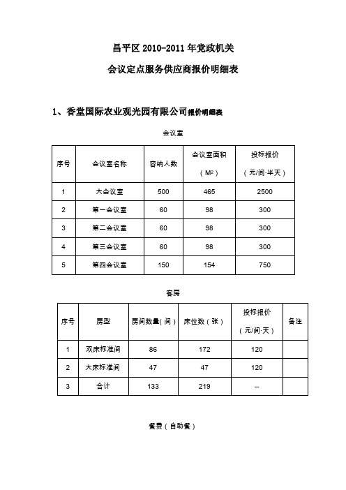 政府采购酒店报价