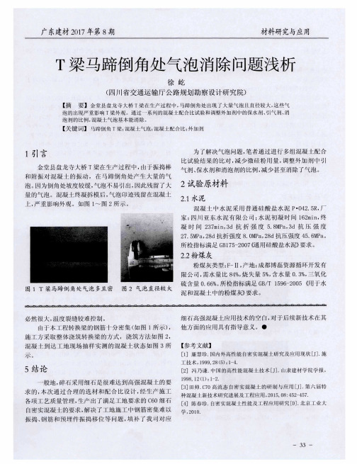 T梁马蹄倒角处气泡消除问题浅析