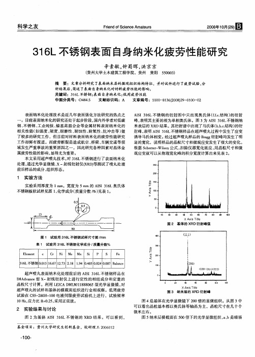 316L不锈钢表面自身纳米化疲劳性能研究