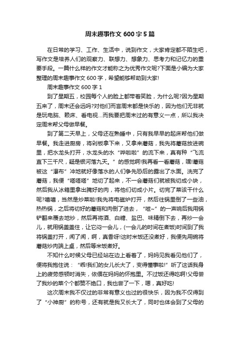 周末趣事作文600字5篇