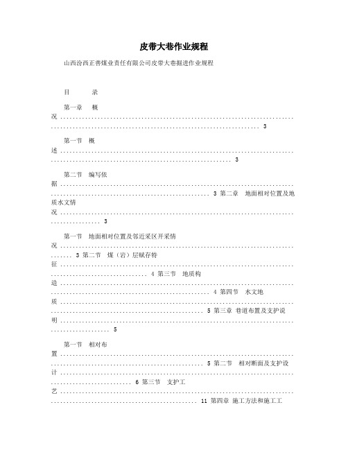 皮带大巷作业规程