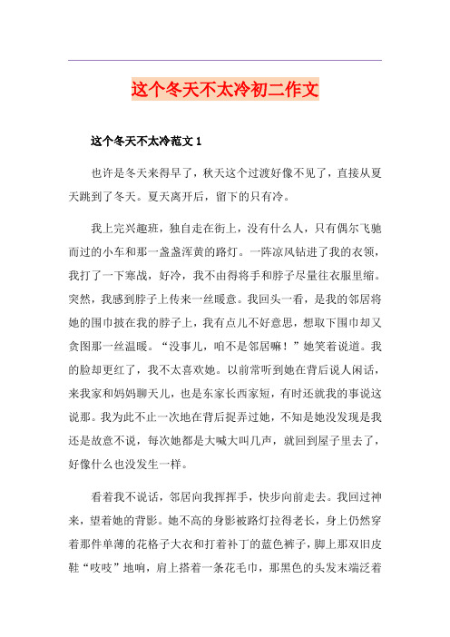 这个冬天不太冷初二作文